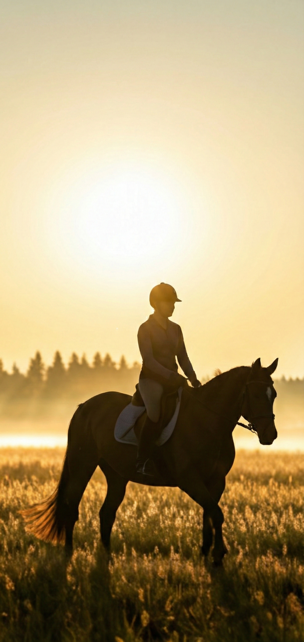 Equestrian riding a horse